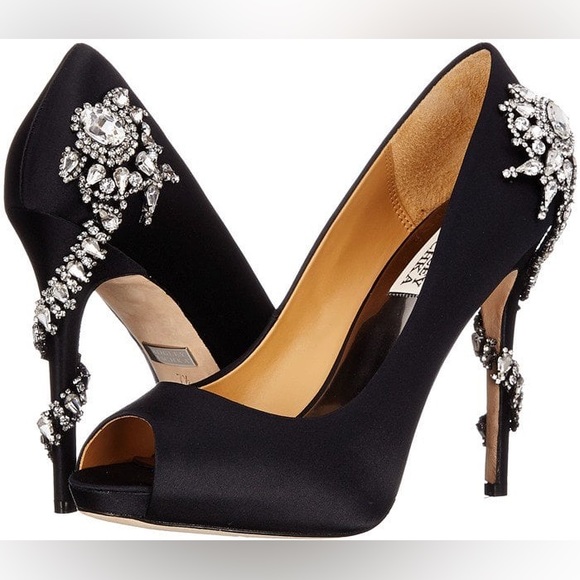 ‘Royal Embellished’ Peep Toe Pumps - Picture 1 of 13